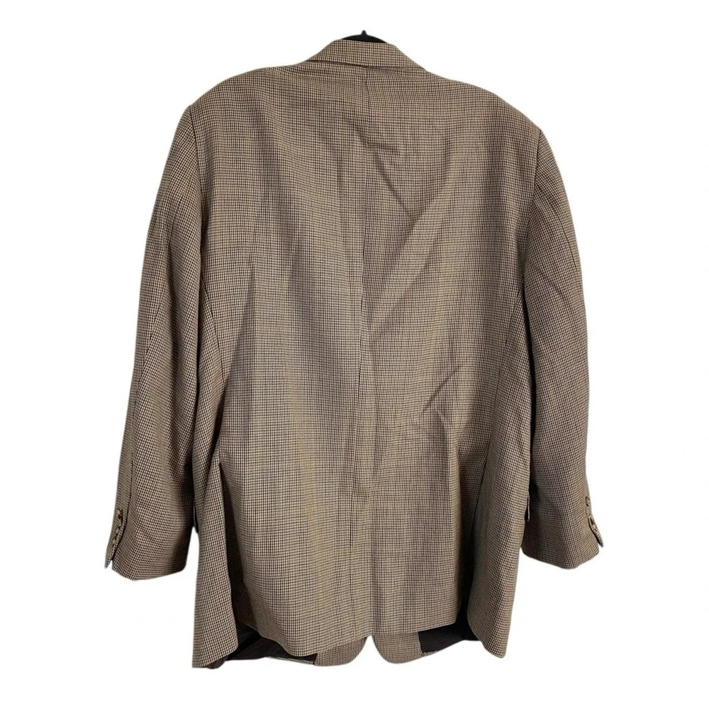 Jos A Banks Mens Houndstooth Brown Beige Orange Blazer Sports Coat Size 52L